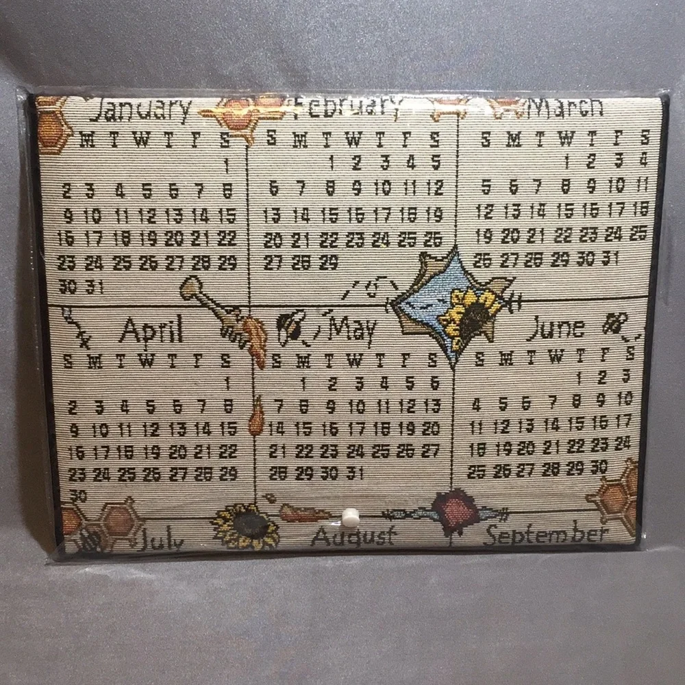 Vintage Y2K Boyds Bears Ain’t Life Sweet Tapestry Wall Calendar With Sunflowers